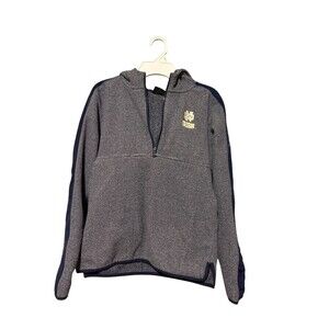 Under Armour Quarter Zip Pullover Size L Notre Dame Hood Navy Heather